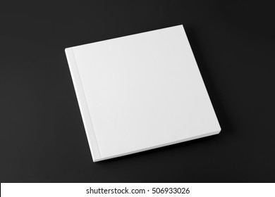 Blank Square Cover Book Template On Black Background