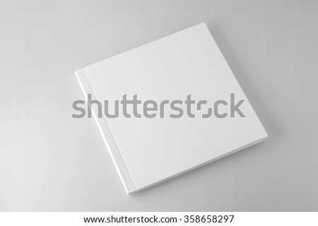 Blank square cover book template on gray background