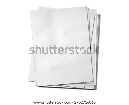 Blank Stack of A4 White Printer Paper Sheets Isolated on Transparent Background | Empty Clean Office Documentation Mockup with Copy Space for Text and Design.