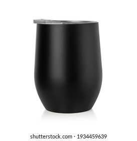 Blank Stainless Steel Stemless Wine Glass Tumbler for Branding  isolated on white with clipping path