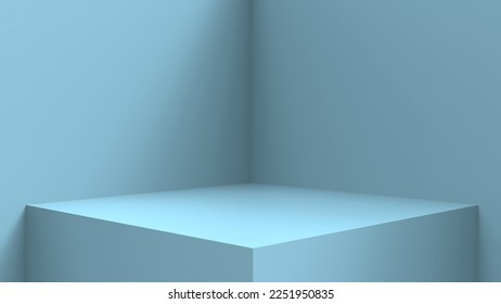 blank stand interior design, empty room for show case background, 3D rendering blue pastel color blank stand interior design - Shutterstock ID 2251950835