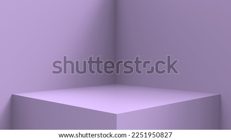 blank stand interior design, empty room for show case background, 3D rendering purple pastel color blank stand interior design