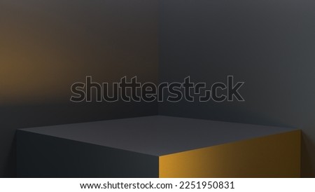blank stand interior design, empty room for show case background, 3D rendering black color blank stand interior design