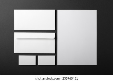 Blank Stationery Set On Dark Grey Background