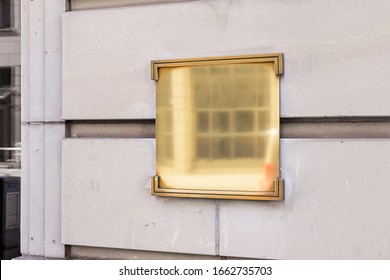 Blank Store Signage Sign Design Mockup Isolated, Clear Shop Template. Street Hanging Mounted On The Wall. Signboard For Logo Presentation. Metal Gold Cafe Restaurant Bar Plastic Badge Black White. 