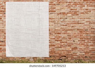 Blank Street Advertising Billboard Stuck On Brick Wall