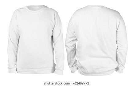 Blank sweatshirt mock up template, front, and back view, isolated, plain white long sleeved sweater mockup. T-shirt design presentation. Jumper for print. Blank clothes sweat shirt sweater - Shutterstock ID 762489772
