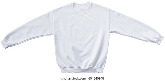 Blank sweatshirt white color mock up template front view on white background