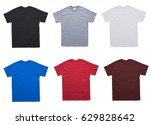 Blank T Shirt 6 color template on white background	