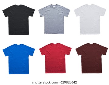 Blank T Shirt 6 color template on white background	