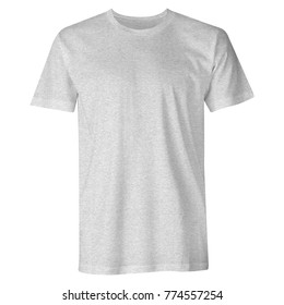 Blank T Shirt Short Sleeve Basic Heather Grey Color Also Suitable For Mockup Isolated On White Background