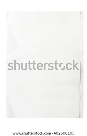 Blank tabloid format newspaper isolated on white background.