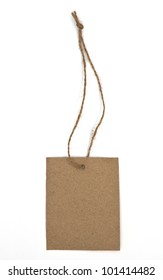 Blank tag tied with brown string.