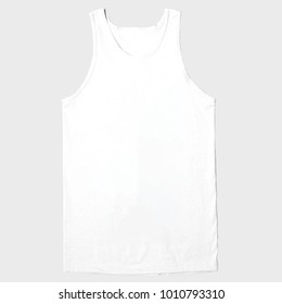 Blank Tank Top Template White Color In Grey Background For Mockup