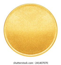 Blank template for gold coin or medal with metal texture