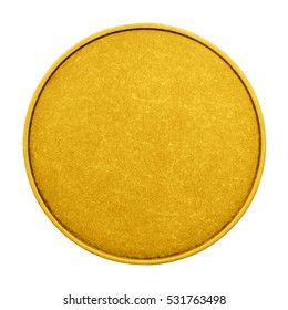 Blank Template For Gold Coins Or Medals Metal Texture Isolated On A White Background