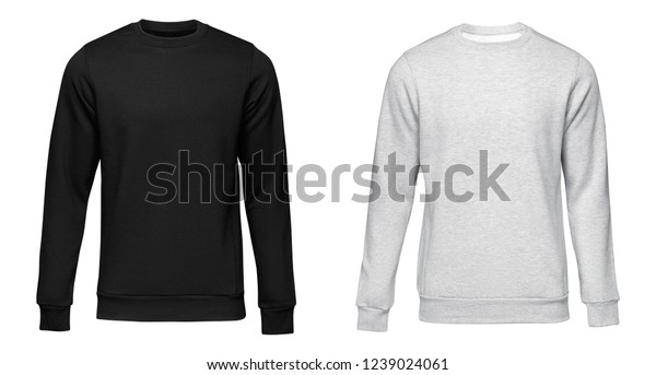 Leere Vorlage Bedeutet Graue Und Schwarze Pullover Lange Armel Vorder