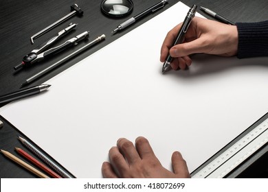 Blank template for sketch, hand drawn projects, mockups - Shutterstock ID 418072699