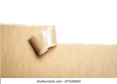 Blank torn brown paper with space for text on white background,copy space - Shutterstock ID 475100065