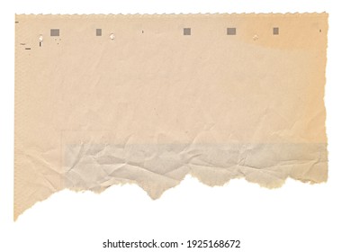 Blank Torn Newspaper Clipping, Isolated On White Background.