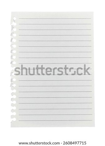 Blank torn note paper with lines isolated on white background