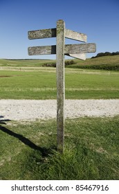 Blank Traditional Wooden Sign Post, Add Your Own Text.