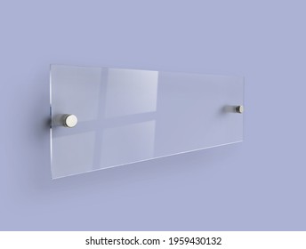 Blank Transparent Glass Interior Office Corporate Signage nameplate Mock Up Template, Clear Printing Board For Branding, Logo. 