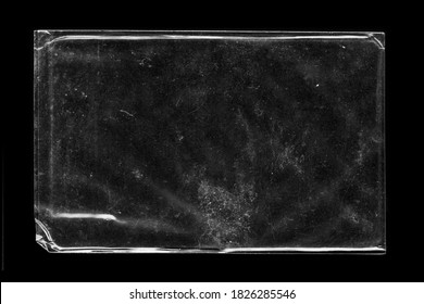 Blank transparent wrinkle plastic packaging overlay with grungy texture - Shutterstock ID 1826285546