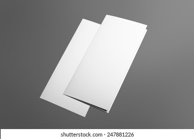 Blank Tri Fold Brochure Isolated On Grey To Replace Your Design