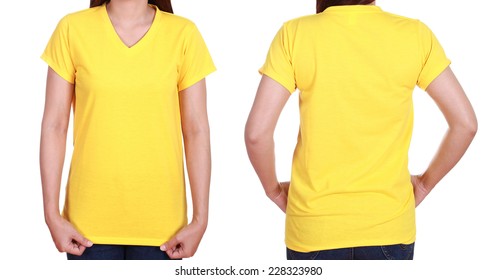 Download Tshirt Front Back Yellow Images Stock Photos Vectors Shutterstock PSD Mockup Templates