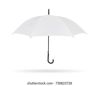 Blank Umbrella Isolated On White Background. Portable Parasol For Protection Sun And Rain. Clipping Paths Object.