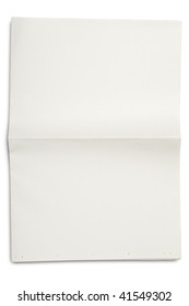 A Blank Unfolded Newspaper On White - With Clipping Path