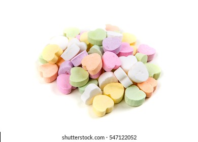 Blank Valentine Candy Hearts Isolated On A White Background