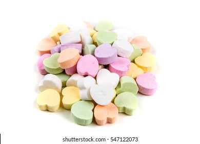 Blank Valentine Candy Hearts Isolated On A White Background