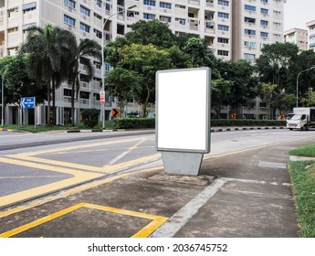 Blank Vertical Advertisement Mock Up On The Streets In A Residential Neighbourhood