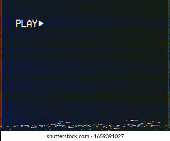 Blank Vhs Screen With Play Symbol Background