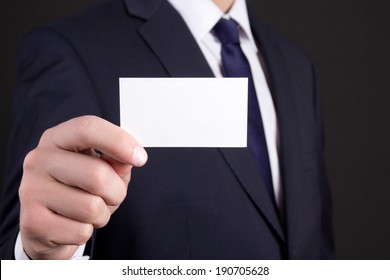 Blank Visiting Card In Business Man Hand