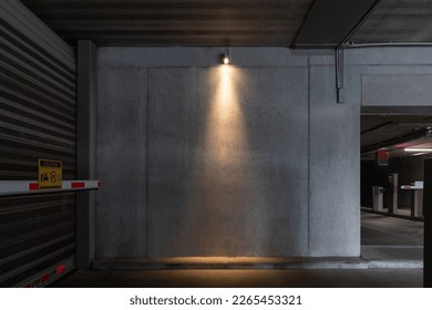 Blank wall mockup in the underground parking urban environment, empty space to display your advertising or branding campaign