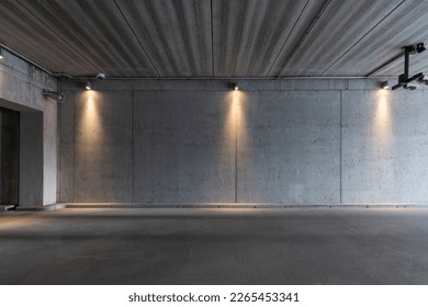 Blank wall mockup in the underground parking urban environment, empty space to display your advertising or branding campaign