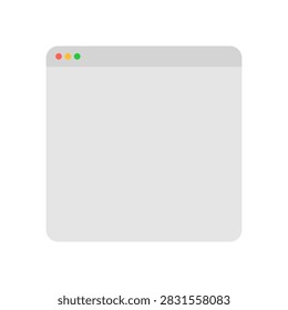 Blank Web Browser Window Mockup Flat Vector UI Element Template for Website Design Isolated
