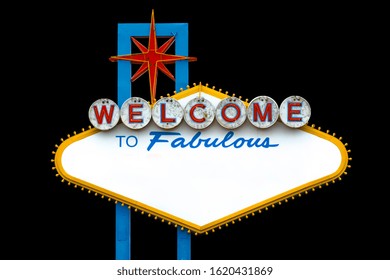 Blank "Welcome to Fabulous Las Vegas" Sign on black background
