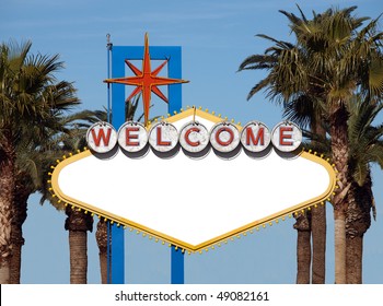 Blank Welcome To Las Vegas Historic Road Sign.