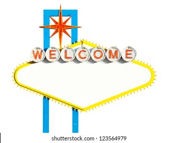 Blank Welcome To Las Vegas neon sign on white background