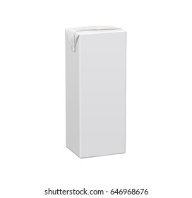 Blank white 200 ml paper box for liquid food products, package mockup, retail paper box for drinks. Mock-up isolated on white with clipping path