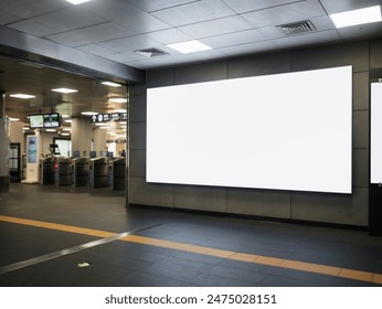 Blank white banner in subway station Billboard Banner mock up display metro entrance Gate  - Powered by Shutterstock