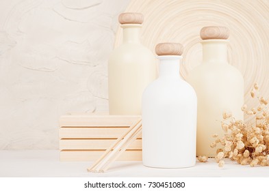 Blank White Beige Cosmetics Bottles Spikelets Stock Photo 730451080 ...