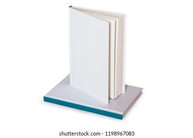 Blank White Book On Top Of Another Book Ready To Mockup Or Cover Customization Isolated