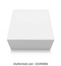 Blank White Box Top Front View Isolated On White Background