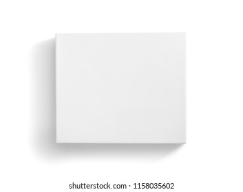 Blank White Box Top View Isolated On White Background With Clipping Path