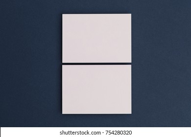 Blank white business card postcard flyer on a blue background